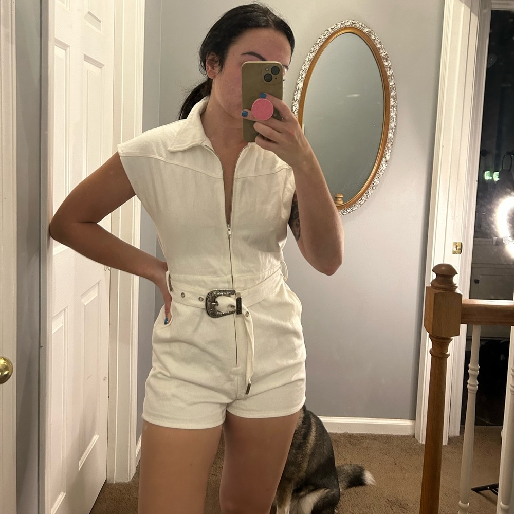 Western denim romper